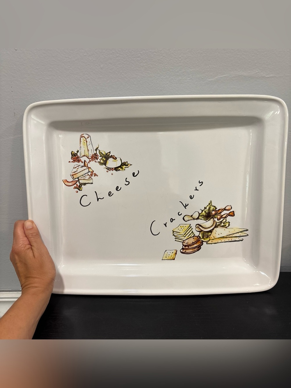 Pottery Barn White Ceramic Cheese & Crackers Platter charcuterie plate dinner